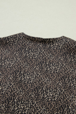 Brown Leopard Print Slim Denim Vest