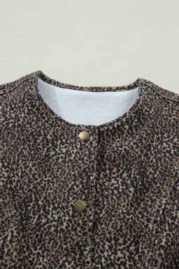 Brown Leopard Print Slim Denim Vest