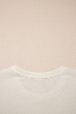 Jet Stream Solid Color Contrast Textured Patchwork Raw Edge 2pcs Short Set