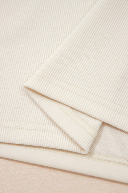 Jet Stream Solid Color Contrast Textured Patchwork Raw Edge 2pcs Short Set