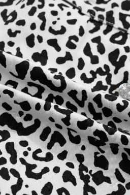 Brown Leopard Print Button Overlap Denim Shorts