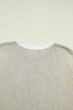 Parchment Horse Shoe Print Color Block Trim Round Neck Sleeveless Sweater