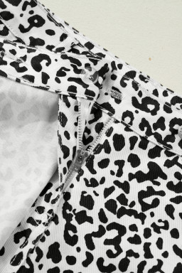 Brown Leopard Print Button Overlap Denim Shorts