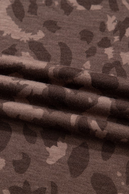 Brown Retro Leopard Print Contrast Varsity Stripe Trim Plus Size 2pcs Short Set