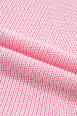 Pink Solid Color Knit V Neck Button Front Sweater Vest