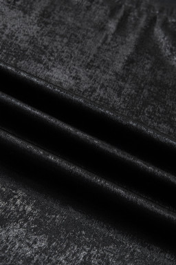 Black Metallic Round Neck Cap Sleeve Tee