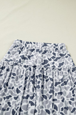 Beige Camo Print Wide Leg Casual Pants