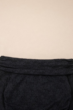 Black Floral Lace Off-shoulder Long Sleeve Slim Top