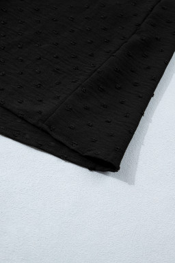 Black Plus Size Swiss Dot Ruffle Lace Trim V Neck Tank Top