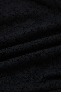 Black Floral Lace Off-shoulder Long Sleeve Slim Top