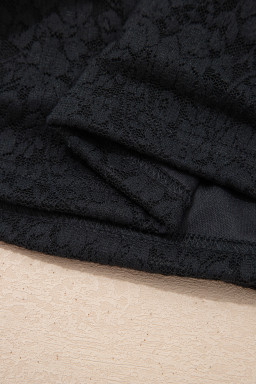 Black Floral Lace Off-shoulder Long Sleeve Slim Top