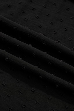 Black Plus Size Swiss Dot Ruffle Lace Trim V Neck Tank Top