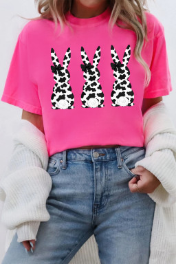 Rose Red Cow Spots Cute Bow Bunny Easter Graphic Tee
