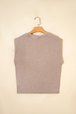 Smoke Gray COWGIRLS DONT CRY Western Graphic Mineral Wash Tank Top