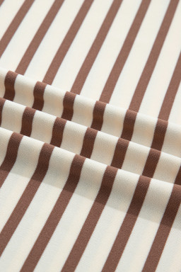 Khaki Stripe Half Buttons Round Neck T Shirt