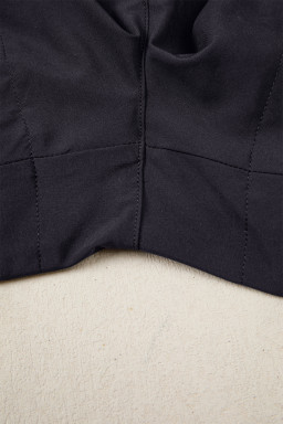 Black Solid Color Ribbed Patchwork High Waist Athletic Shorts