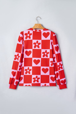 Red Dotted Heart Festive Valentine Blouse
