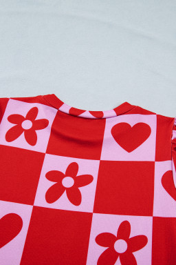 Red Dotted Heart Festive Valentine Blouse