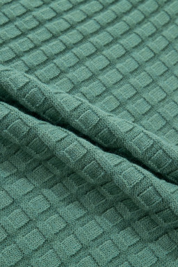 Mist Green Plus Size Solid Color Textured Knit Short Sleeve Sweater