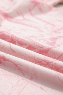 Pink Mock Neck Pullover and Shorts Camo Set