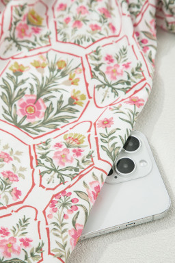 Pink Floral Print Tassel Tie V Neck Scalloped Detail Loose Mini Dress