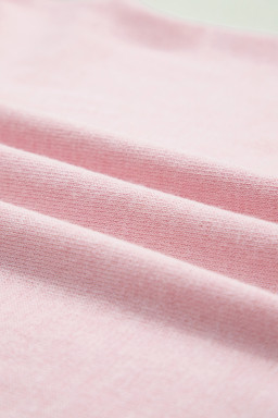 Strawberry Pink Lacy V Neckline Short Sleeve Sweater