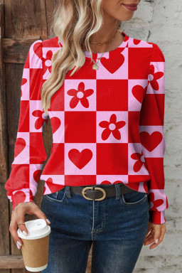 Red Dotted Heart Festive Valentine Blouse