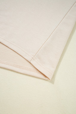 Beige Vibrant Striped Detail Athleisure 2pcs Short Set