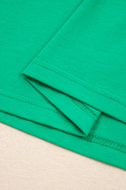 Dark Green Plus Size Button Front Ruffled Stripe Trim V Neck Flutter Sleeve Blouse