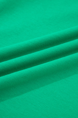 Dark Green Plus Size Button Front Ruffled Stripe Trim V Neck Flutter Sleeve Blouse