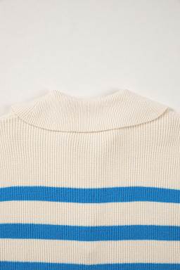 Light Blue Ribbed Half Zip Collared Sweater Vest