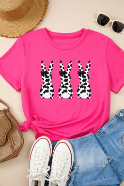 Rose Red Cow Spots Cute Bow Bunny Easter Graphic Tee