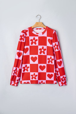 Red Dotted Heart Festive Valentine Blouse