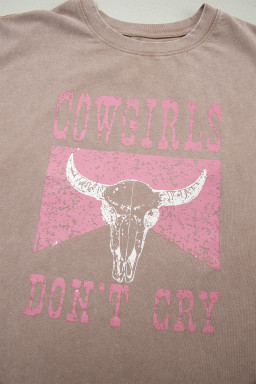 Smoke Gray COWGIRLS DONT CRY Western Graphic Mineral Wash Tank Top