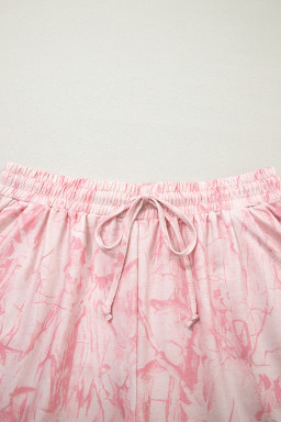 Pink Mock Neck Pullover and Shorts Camo Set