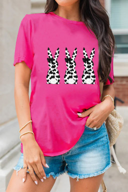 Rose Red Cow Spots Cute Bow Bunny Easter Graphic Tee