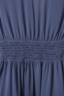 Blue Deep V Neck Self-tie Knotted Front Layered Flare Mini Dress
