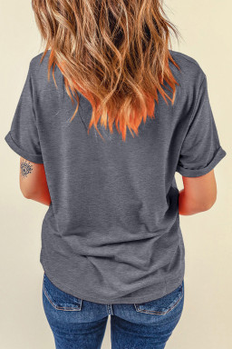 Gray DTF Imitate Lace Easter Rabbit Printed Tee