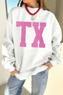 White TX/ texas Double Side Printed Mock Neck Reversible Sweatshirt