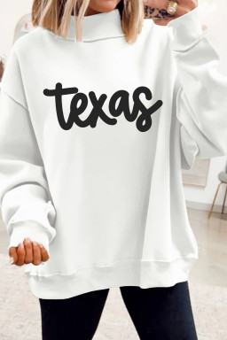 White TX/ texas Double Side Printed Mock Neck Reversible Sweatshirt