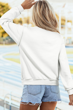 White TX/ texas Double Side Printed Mock Neck Reversible Sweatshirt