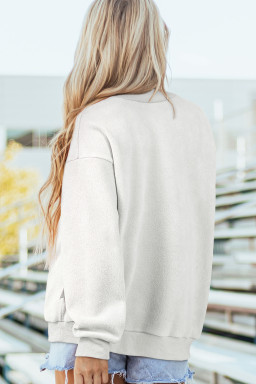 White TX/ texas Double Side Printed Mock Neck Reversible Sweatshirt