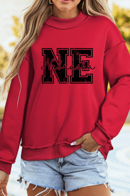 Racing Red NEBRASKA Double Side Printed Mock Neck Reversible Sweatshirt