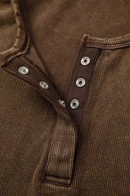 Coffee Vintage Distressed Ribbed Mineral Wash Tank Top