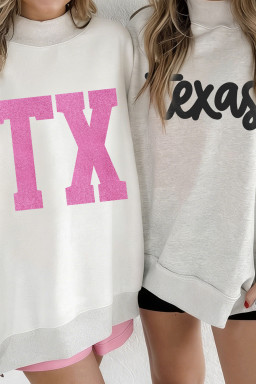 White TX/ texas Double Side Printed Mock Neck Reversible Sweatshirt