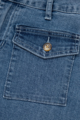 Dusk Blue Flap Pockets Denim Shorts