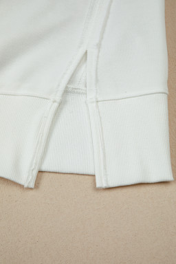 White Bow Sequin XOXO Letter Graphic Exposed Seam Baggy Sweatshirt