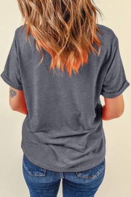 Gray Retro Baseball Mom Printed T Shirt