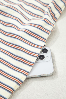 White Stripe Drop Shoulder Cuffed Sleeve Loose Tunic T Shirt Mini Dress