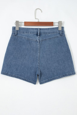 Dusk Blue Flap Pockets Denim Shorts